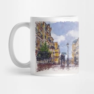 Romantic Couple Under Umbrella in Montmartre Paris Mug